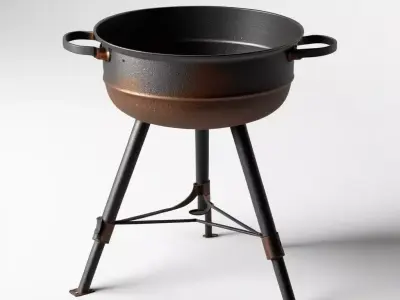 Rustic Outdoor Metal Fire Pit 3D model