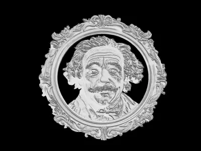 Decorative Einstein Portrait Relief 3D print model