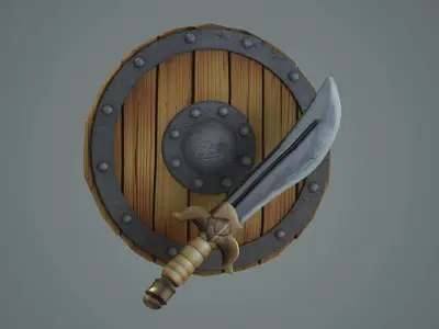 Buckler ancient sword Scimitar cold 3D model