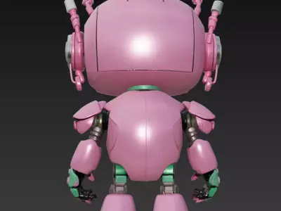 Pink Techbot - Cute Stylized Robot Character 3D Model 3D print model