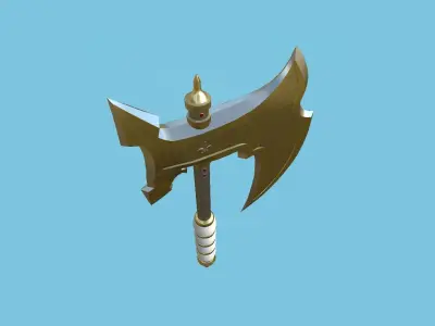 Medieval Battle Axe 10 Golden Luxury - Fantasy Weaponry Low-poly 3D model