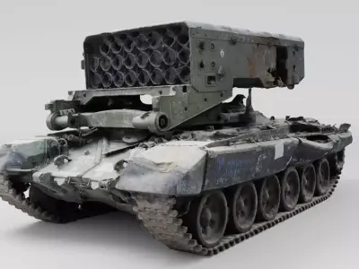 Russian TOS-1 Buratino TOS-1A Solntsepyok destroyed by Ukraine 3D model