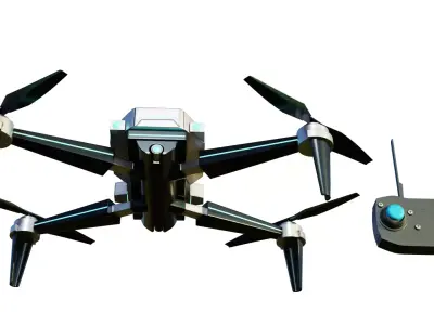 Drone SciFi with RemoteControl Low-poly 3D model