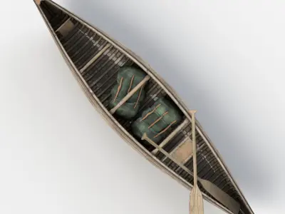 Canoe wooden 3D model