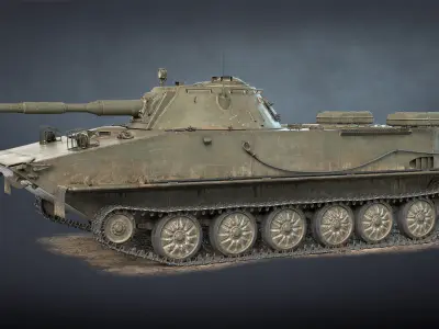 PT-76B Tank and BTR-50PK Game Ready Low-poly 3D model