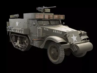 Realistic M3A1 Half-Track 3D HardSurface Model 3D model