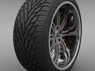 Savini Forged SV-27S Wheel and Tire 3D model