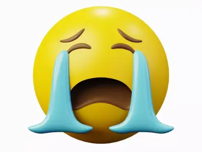 Crying Yellow Ball Emoticon Emoji or Smiley 3D model
