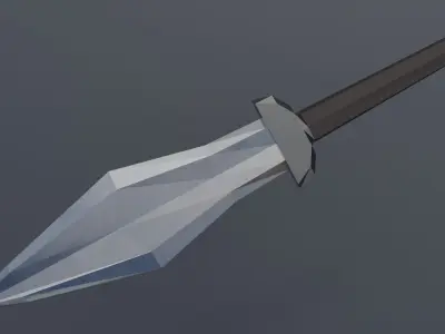 Battle dagger with ruby Low-poly 3D model