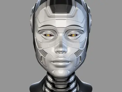 Female cyborg head 3D model