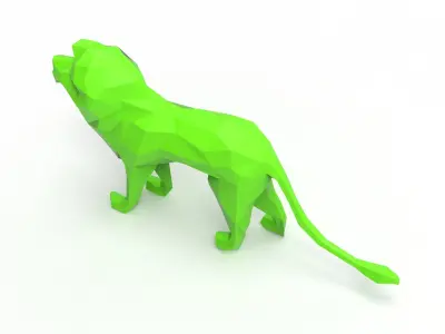 Low poly standing lion Low-poly 3D model