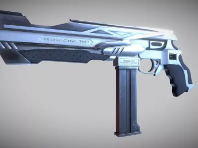 Cyberpunk Tactical Machine Pistol Low-poly 3D model