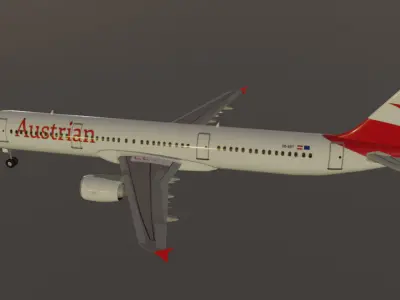 Austrian Airlines airbus a321-211 low poly 3D model Low-poly 3D model