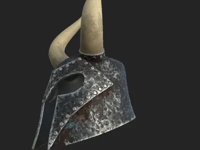 Rusty Helmet with Horns 3D model