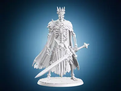 Skeleton King Undead Warrior Miniature 3D print model