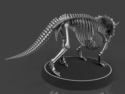 Silver Triceratops Skeleton for Visualization 3D model