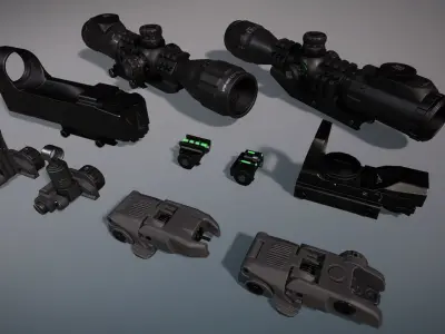 9 Modern Firearms Pack - AAA - Game Ready - Rigged Low-poly 3D model