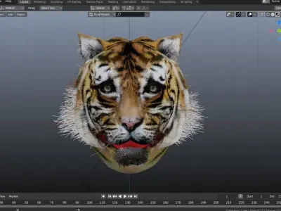 Tiger head blender Free low-poly 3D model