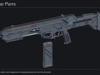 Scifi Shotgun GDT 12 Low-poly 3D model