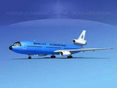 Douglas DC-10 Braniff 3D model
