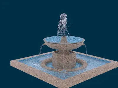 Realistic Water Fountain Loop Animation 8 3D model