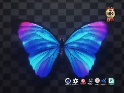 Blue Morpho Butterfly Low-poly 3D model