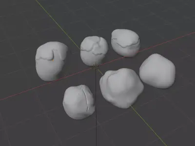 Anime Stone Set High-Poly with Moss Variations Free 3D model