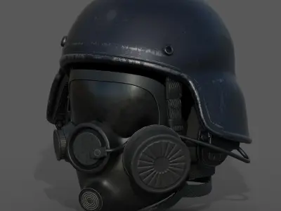 Gas mask helmet 3d model military protection pollution  Low-poly 3D model