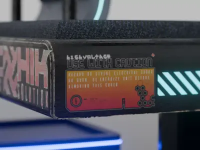 Cyberpunk Sci-Fi Gaming Chair with Neon Lights - Low Poly Low-poly 3D model
