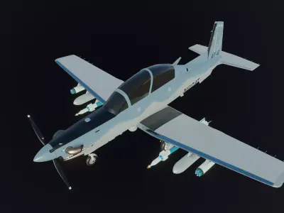 BEECHCRAFT - AT-6 WOLVERINE LIGHT-ATTACK AIRCRAFT - Low-poly 3D model