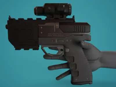 Sci-Fi Tactical Pistol FPS Low-poly 3D model