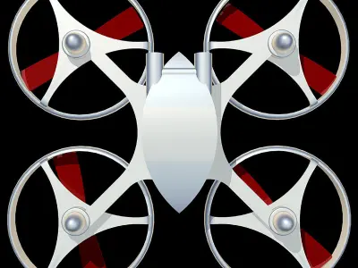 Quadrocopter silver and drone 3D model