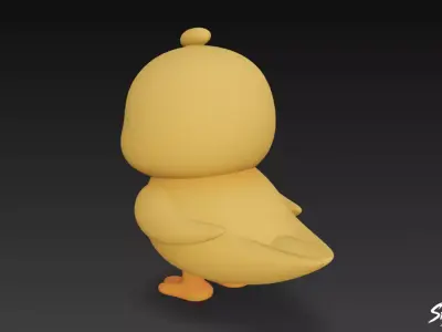 Cartoon Plush Chick Low-poly 3D model