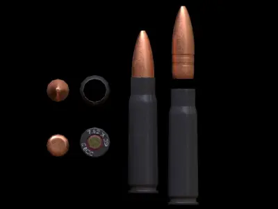 762 x 39 bullet Low-poly 3D model
