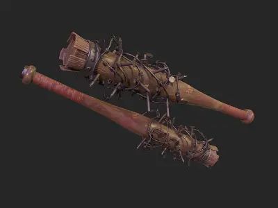 SurvivalBat barbed wire baseball bat Low-poly 3D model