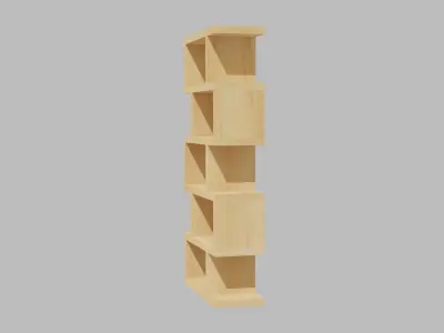 Bookshelf wooden bookcase with four shelves Free low-poly 3D model