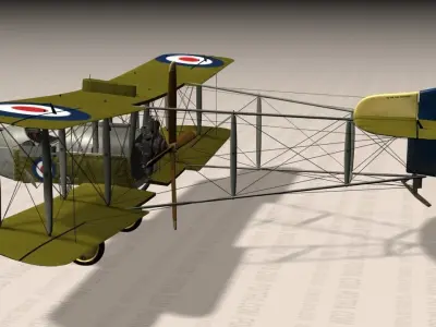 De Havilland DH 2 Fighter Aircraft - WWI - 1916 - Lt DH Geary - 3D model