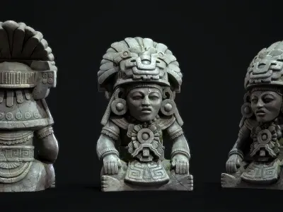Statue Aztec Cocojo God Low-poly 3D model