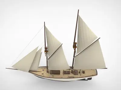 Historical sailing pinishi 3D model