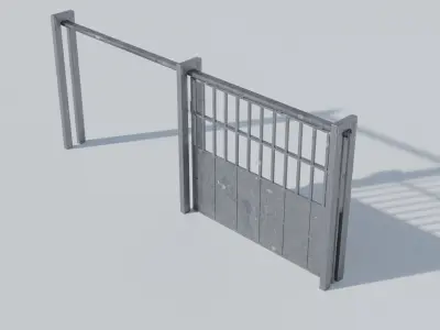 Modular Fence Steel Fence Gate Security Free 3D model