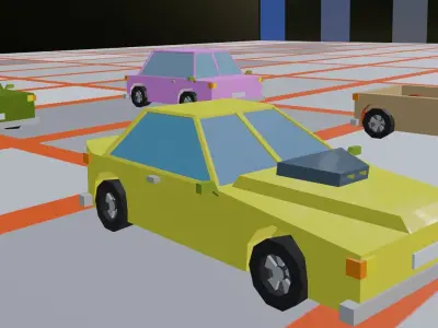 Low Poly Toon Type Cars Free low-poly 3D model