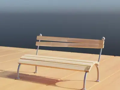 Stylish Wooden Bench - High-Quality 3D Model Low-poly 3D model