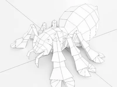 Spider 3d model polygonal with eyes Low-poly 3D model