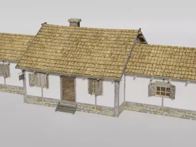 Medieval pub Low-poly 3D model