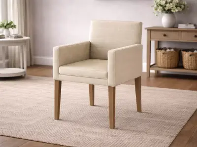 Modern Cream Upholstered Armchair Wood Legs - MorisonDesign  Free low-poly 3D model