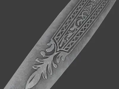 Solid silver dagger 3D model