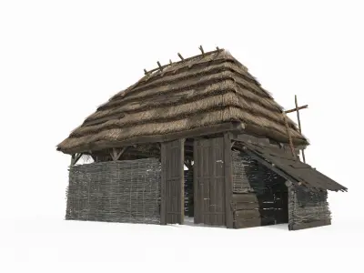 Medieval thatched cottage storage room 3D model