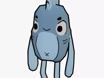 TEXTURED AND ANIMATED CUTE FISH Low-poly 3D model