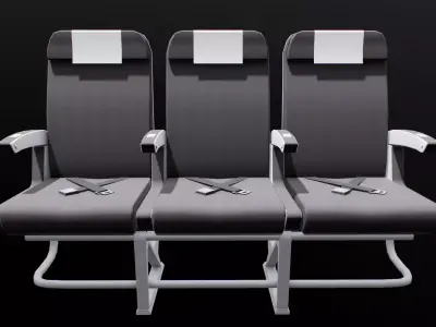 Airplane Economy Seats Low-poly 3D model