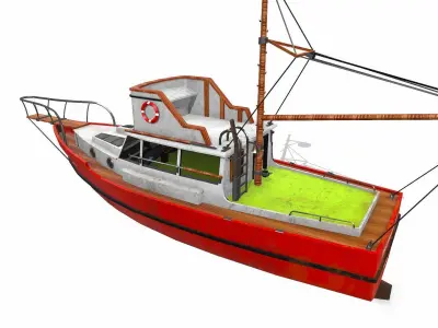 Fishing Boat Low-poly PBR Low-poly 3D model